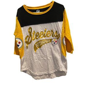 NFL Pittsburgh Steelers Small Football Jersey Style Women's Shirt, Gold Graphics